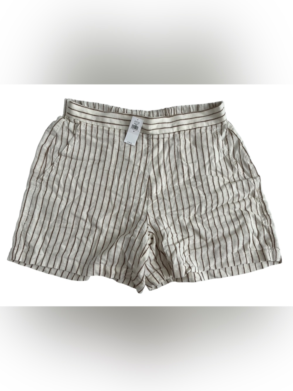 Linen Banana Republic Women's Cream Shorts with Brown Stripes